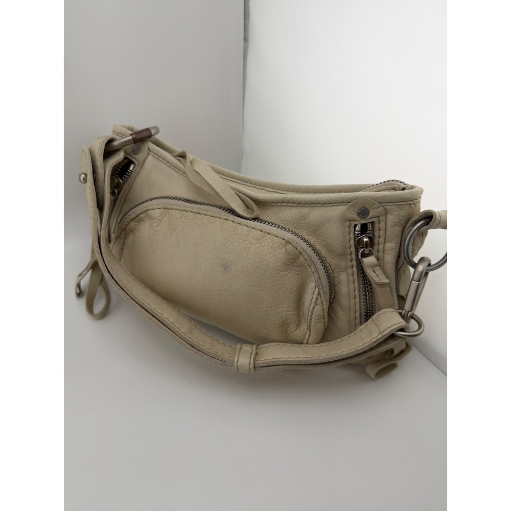 Ruehl No.925 Greenwich St Cream Leather Baguette Shoulder‎ Bag Y2K Vintage